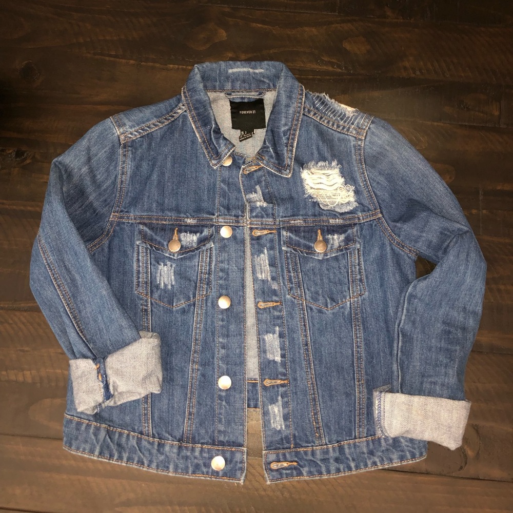 Forever 21 Distressed Denim Jacket